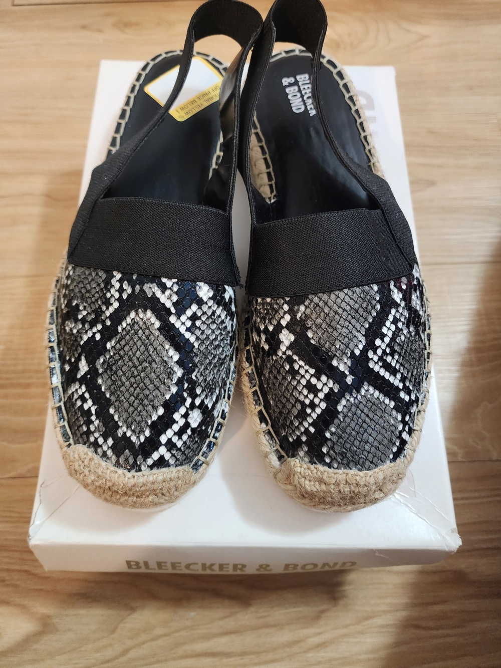 Bleecker & Bond Black Snake-Print Espadrille Slingbacks